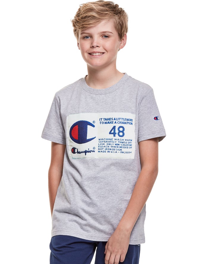 Champion Cotton Photo-real Jock Tag Erkek Çocuk Tişört Gri ( ZODCEV270 )